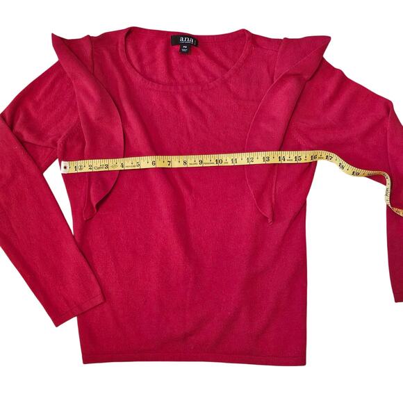 A.N.A Petites Knit Ruffle Merino Wool Sweater Size Med - Picture 7 of 9